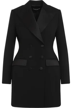 Dolce & Gabbana Jassen, Dames, Zwart, S, Wol, Zwarte jas voor vrouwen Aw 24