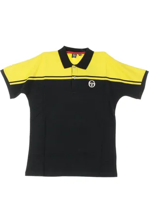 Sergio Tacchini Tops, Heren, Zwart, M, Polo met korte mouwen in zwart/mosterd