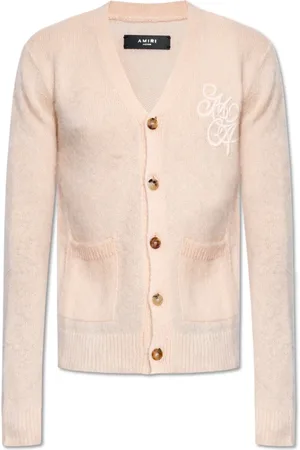 AMIRI Truien, Heren, Roze, M, Leer, Cardigan met logo