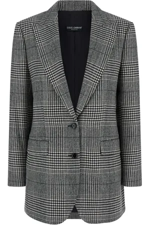 Dolce & Gabbana Jassen, Dames, Grijs, S, Wol, Grijze Prins van Wales Blazer Jas