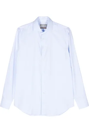 CANALI Overhemden, Heren, Blauw, XL, Katoen, Impeccabile Katoenen Overhemd