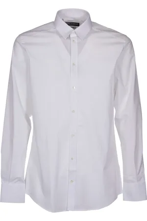 Dolce & Gabbana Overhemden, Heren, Wit, 2Xl, Katoen, Witte Katoenen Poplin Overhemd