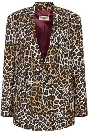 Elisabetta Franchi Jassen, Dames, Bruin, S, Animalier Bruine Jas