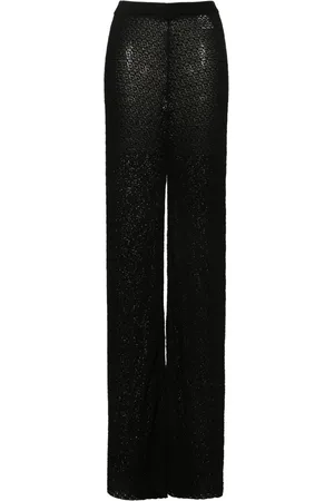 Totême Broeken, Dames, Zwart, S, Katoen, Stijlvolle Gehaakte Broek