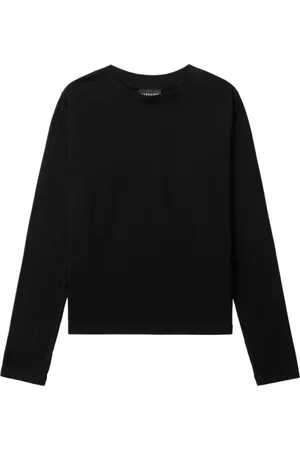 Herskind Tops, Dames, Zwart, L, Katoen, Zwarte katoenen trui met duimgaten
