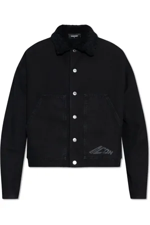 Dsquared2 Jassen, Heren, Zwart, M, Katoen, Jas met logo