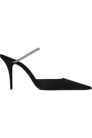 Saint Laurent Schoenen, Dames, Zwart, 36 EU, Zwarte Sandalen met Strass en 9cm Hak
