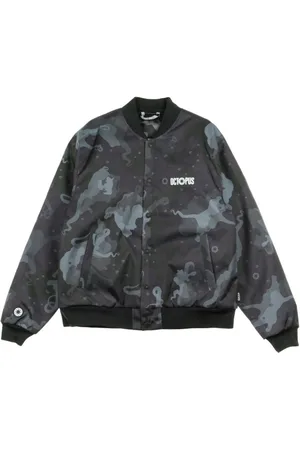 Octopus Jassen, Heren, Veelkleurig, S, Camo Varsity Bomber Jacket Zwart