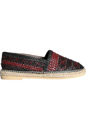 Dolce & Gabbana Schoenen, Heren, Zwart, 42 EU, Leer, Zwarte kastanjebruin geweven leren espadrilles