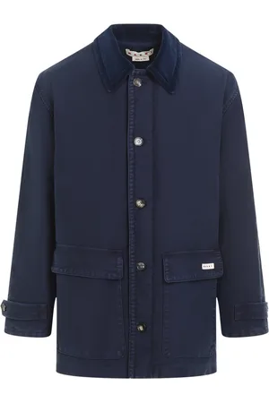 Marni Jassen, Heren, Blauw, L, Katoen, Blauwe Stijlvolle Jas voor Mannen