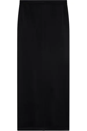 Pinko Rokken, Dames, Zwart, XL, Satijn, Lange Rechte Satijnen Rok met Zakken