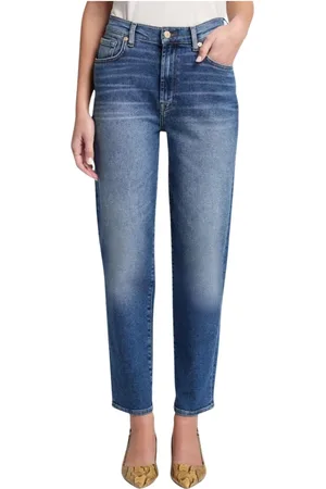 7 for all Mankind Jeans, Dames, Blauw, W28, Denim, Vintage Mom Jeans Luxe Denim