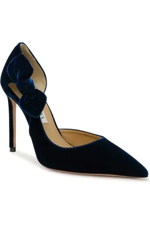 Aquazzura Schoenen, Dames, Blauw, 40 EU, Blauwe Velvet Strik Pumps