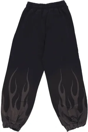 Vision Of Super Broeken, Dames, Zwart, M, Katoen, Zwarte Vlammen Fleece Trainingsbroek