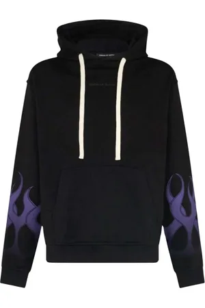 Vision Of Super Sweatshirts & Hoodies, Heren, Zwart, L, Katoen, Vlammen Lichtgewicht Hoodie Zwart/Paars