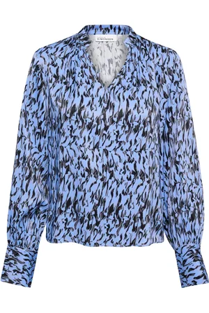 Karen by Simonsen Blouses & Shirts, Dames, Blauw, XS, Blauwe Pofmouw Blouse Nikole Della