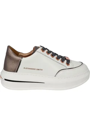 Alexander Smith Schoenen, Dames, Wit, 41 EU, Leer, Lancaster Woman Sneakers Wit Donker Zilver