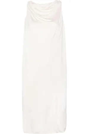 Lanvin Kleedjes, Dames, Wit, S, Satijn, Witte Satijnen Gedrapeerde Jurk