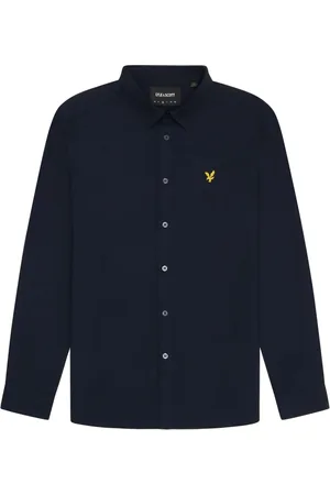 Lyle & Scott Overhemden, Heren, Blauw, XL, Poplin Overhemd Lange Mouw