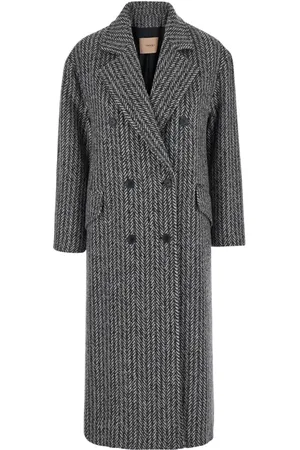 Twin-Set Mantels, Dames, Grijs, S, Wol, Grijze Jas Cappotto