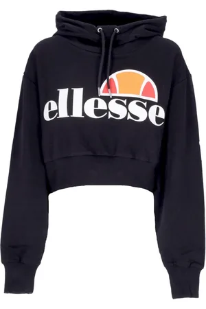 Ellesse Sweatshirts & Hoodies, Dames, Zwart, S, Katoen, Zwarte Cropped Lichtgewicht Hoodie