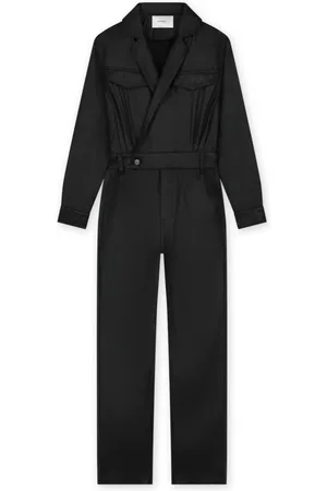 Homage Jumpsuits & Playsuits, Dames, Zwart, XS, Zwarte flowy coated jumpsuit met cross over stijl