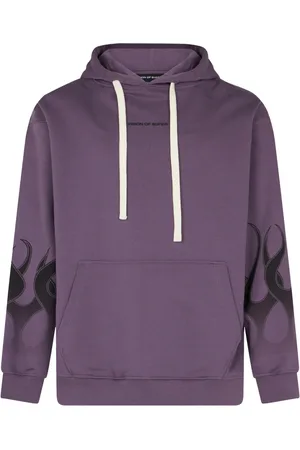 Vision Of Super Sweatshirts & Hoodies, Heren, Paars, L, Katoen, Flames Lichtgewicht Hoodie Paars/Zwart