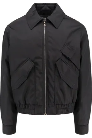 VERSACE Jassen, Heren, Zwart, M, Nylon, Zwarte jas met Medusa-slider