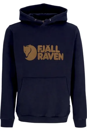 Fjällräven Sweatshirts & Hoodies, Heren, Blauw, S, Katoen, Donkerblauwe Logo Hoodie Pluche Sweatshirt