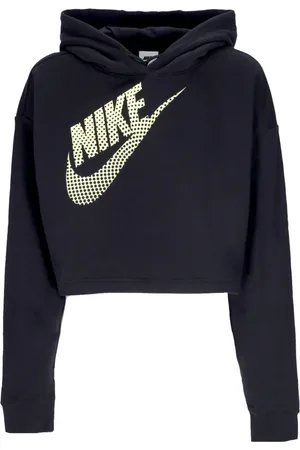 Nike Sweatshirts & Hoodies, Dames, Zwart, M, Katoen, Zwarte Crop Hoodie Sportkleding Fleece