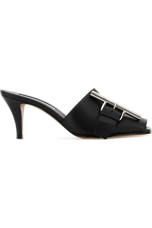 Alexander McQueen Schoenen, Dames, Zwart, 37 EU, Elegante Zwarte Leren Muiltjes