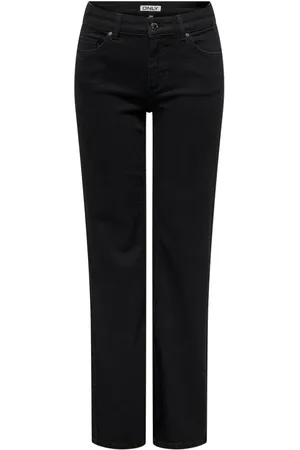 ONLY Jeans, Dames, Zwart, XL L34, Denim, Zwarte Denim Straight Jeans