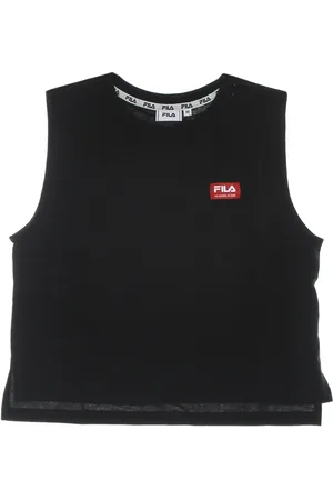 Fila Tops, Dames, Zwart, L, Katoen, Zwarte Beauty Cropped Boxy Tank Top