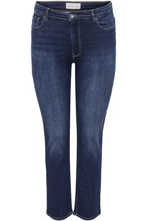 ONLY Jeans, Dames, Blauw, 6XL L32, Denim, Donkerblauwe Denim Slim Fit Jeans