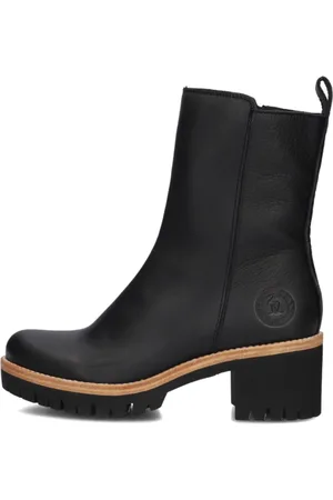 Panama Jack Schoenen, Dames, Zwart, 37 EU, Zwarte leren hoge laarzen met blokhak