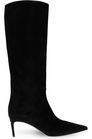 Dolce & Gabbana Schoenen, Dames, Zwart, 38 1/2 EU, Suède, Suède laarzen met hak