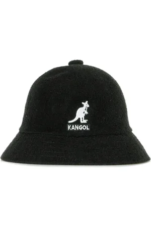 Kangol Accessoires, Heren, Zwart, S, Casual Zwarte Bucket Hat met Groot Logo