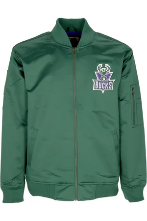 Mitchell & Ness Jassen, Heren, Groen, L, Satijn, Milwaukee Bucks NBA Lichtgewicht Satijnen Bomber