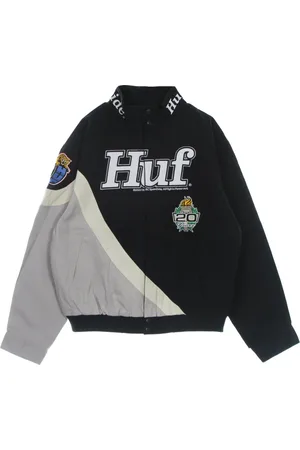 Huf Jassen, Heren, Veelkleurig, L, Katoen, Indigo Daytona Lichtgewicht Jas met Hoge Kraag