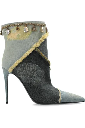 Dolce & Gabbana Schoenen, Dames, Blauw, 39 1/2 EU, Denim, Denim enkellaarsjes met hakken