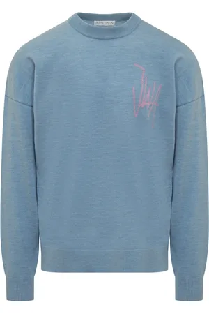 J.W.Anderson Truien, Heren, Blauw, S, Wol, Jacquard Crewneck Sweater