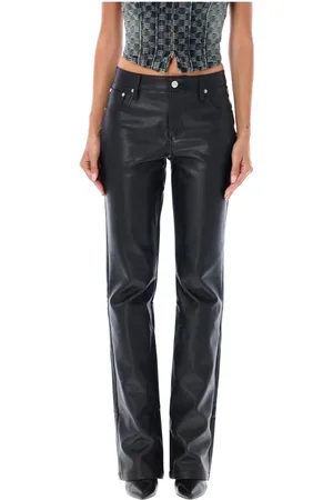 MISBHV Broeken, Dames, Zwart, L, Zwarte vegan leren broek Aw 24