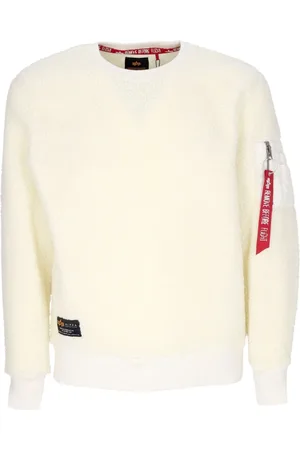 Alpha Industries Sweatshirts & Hoodies, Heren, , S, Polyester, Off White Sherpa Crewneck Sweatshirt