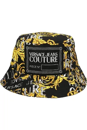 VERSACE Accessoires, unisex, Veelkleurig, S, Katoen, Barocco Print Unisex Zwarte Hoed