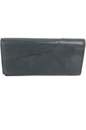 Loewe Pre-owned, Heren, Zwart, ONE Size, Leer, Tweedehands leren portemonnees