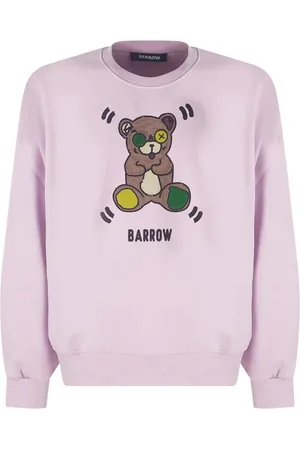 BARROW Sweatshirts & Hoodies, Heren, Paars, L, Katoen, Sweater met logo print en drop shoulders