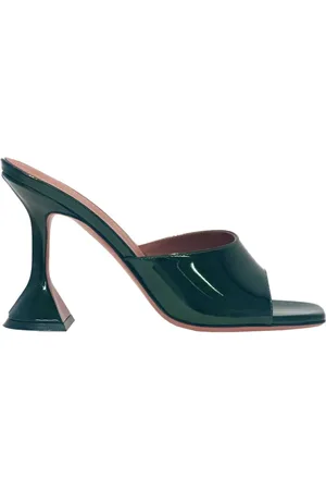 Amina Muaddi Schoenen, Dames, Groen, 36 EU, Spiegel Muiltjes