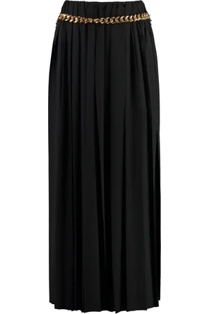Balenciaga Rokken, Dames, Zwart, S, Polyester, Geplooide Rok met Decoratieve Ketting