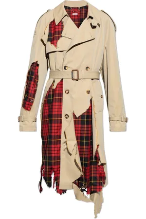 Alexander McQueen Mantels, Heren, Rood, M, Wol, Trenchcoat met wollen inzetstukken