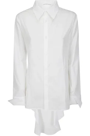 YOHJI YAMAMOTO Blouses & Shirts, Dames, Wit, L, Witte Asymmetrische Schouder Cut Shirt